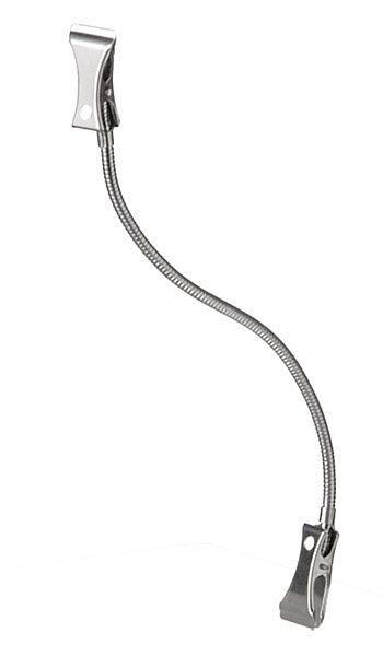 APS skylthållare -FLEXIBEL-, längd: 12 cm, förkromad metall, med 2 klämmor, 71470