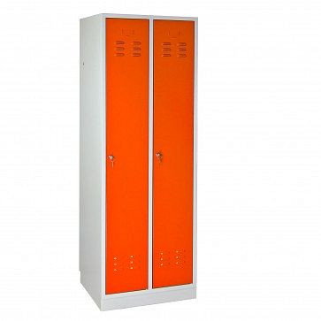 ADB skåp / garderobsskåp vanligt &quot;2-dörrars, mått (HxBxD): 1780x600x500 mm, karossfärg: ljusgrå (RAL 7035), dörrfärg: orange (RAL 2008), 40880