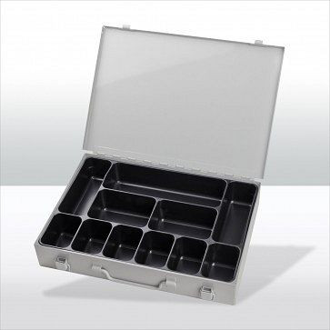 ADB verktygsväska med 11-faldig avdelare, yttermått väska LxBxH: 33,5x24x5 cm, färg: grå, RAL 7035, 88611