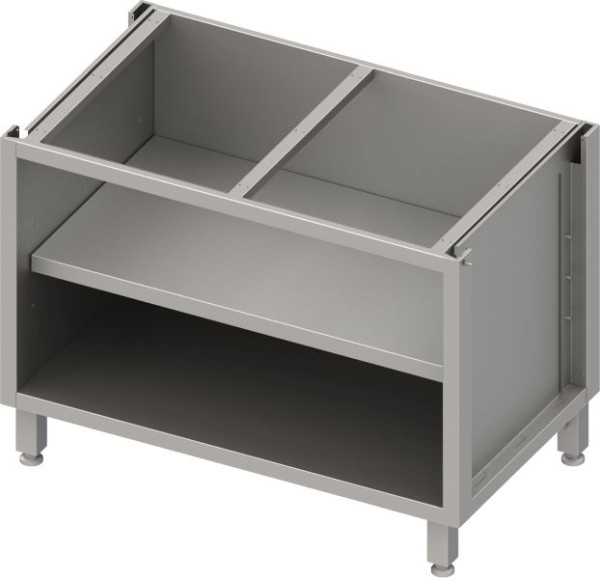 Stalgast underskåpslåda i rostfritt stål version 2.0, för ben/sockelram, öppen, med mellanhylla 700x640x660 mm, BX07650