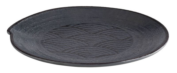 APS tallrik -DARK WAVE-, Ø 22 cm, höjd: 2 cm, melamin, insida: dekor, utsida: svart, 84908