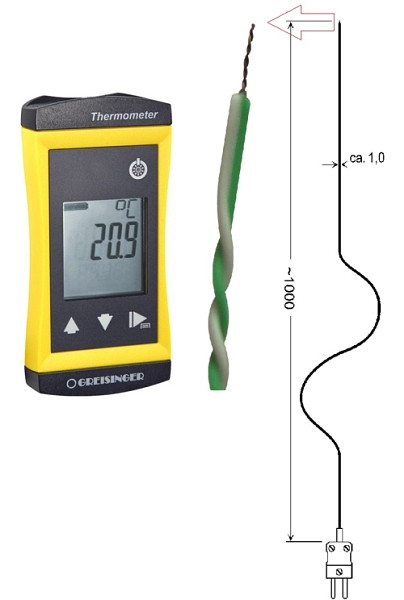 Greisinger termoelement andra termometer G 1200- med trådsensor typ K, utan silikonkabel-GTF300, 482586