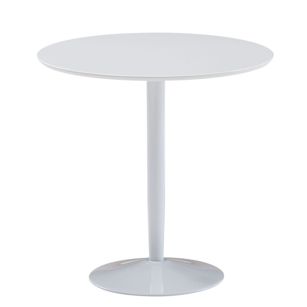 Wohnling runt matbord 75x75x74 cm litet köksbord vitt högblankt, runt matsalsbord för 2 personer, modernt frukostbord kök, WL6.504