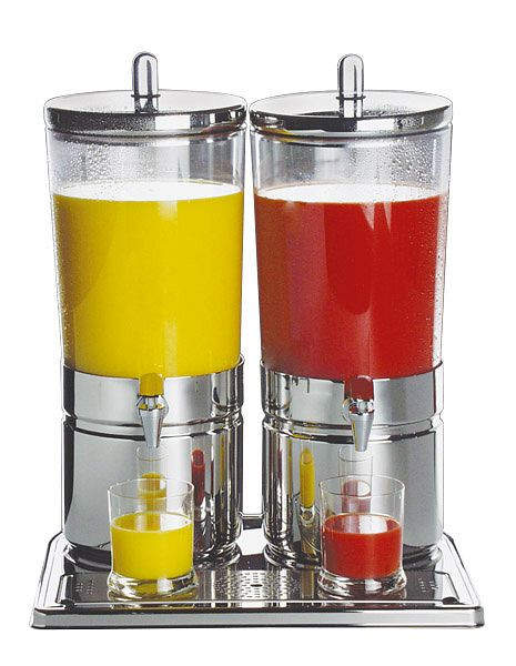 APS juicedispenser DUO -TOP FRESH-, 42 x 32 cm, höjd: 52 cm, 18/8 rostfritt stål, SAN, 1 ispåse per bas, 1 ispåse per lock, 10720