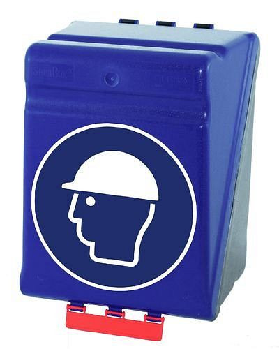 DENIOS maxibox för förvaring av huvudskydd, blå, 119-583