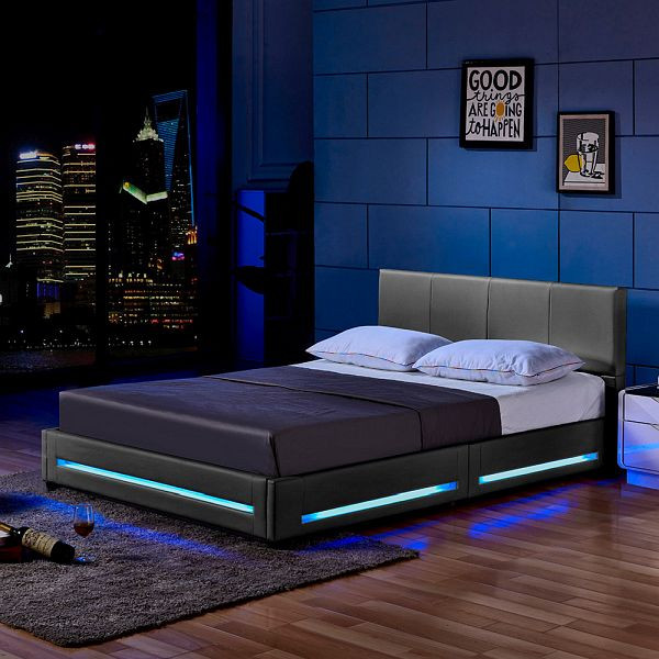 HOME DELUXE LED-säng ASTEROID mörkgrå - 140 x 200 cm, 20602