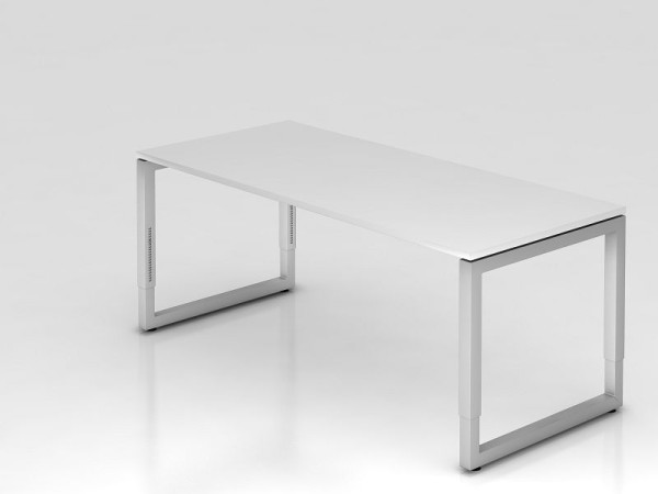 Hammerbacher skrivbord O-fot kvadratisk 180x80cm vit, rektangulär form med flytande bordsskiva, VRS19/W/S