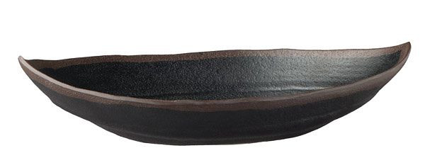 APS bladskål -MARONE-, 25,5 x 14 cm, höjd: 5,5 cm, melamin, svart, med brun kant, 0,4 liter, 84100