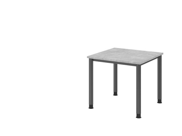 Hammerbacher skrivbord HS08, 80 x 80 cm, topp: betong, 25 mm tjock, 4-fots ram i grafit, arbetshöjd 68,5-81 cm, VHS08/M/G