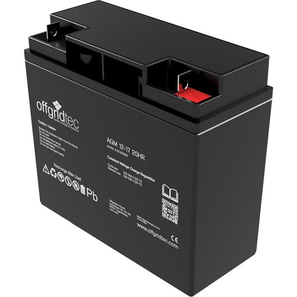 Offgridec AGM 17Ah 20HR 12V - solbatteri batteri extremt cykelsäkert, 2-01-001001
