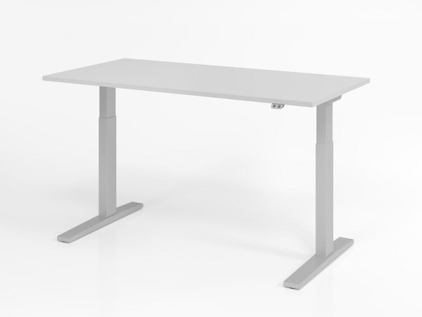 Hammerbacher skrivbord XMKA16, 160 x 80 cm, ovansida: grå, 25 mm tjock, ABS tjock kant, rektangulär form, VXMKA16/5/S