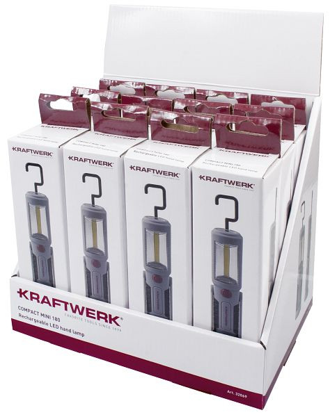 Kraftwerk display med COB LED-handlampa MINI 180, uppladdningsbar, 12 delar, 32069D12