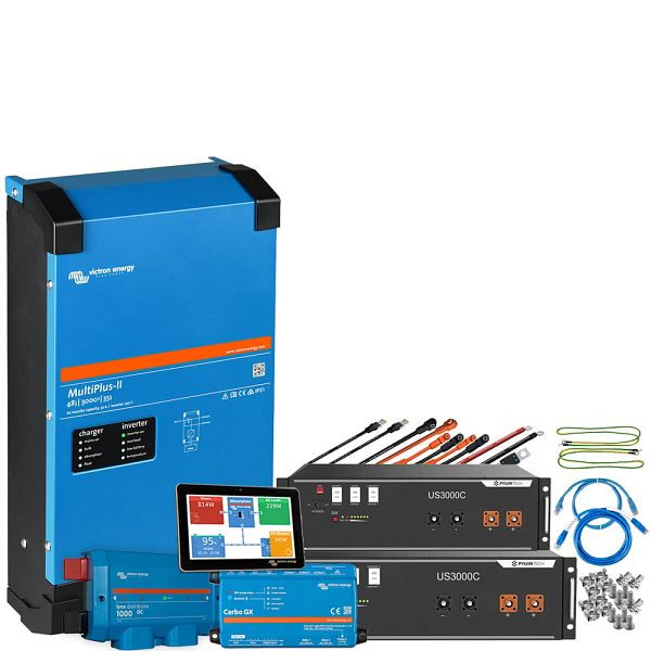 Offgridec backup kit 7kWh Pylontech LiFePO4 batteri - Victron MultiPlus II 48/5000 inverter 1-fas, 4-01-013725-001