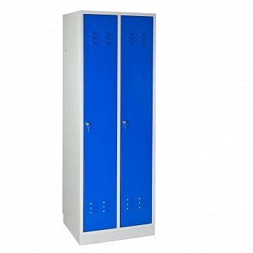 ADB skåp / garderobsskåp vanligt &quot;2-dörrars, mått HxBxD: 1775x600x500 mm, karossfärg: ljusgrå, RAL 7035, dörrfärg: himmelsblå (RAL 5015), 40888