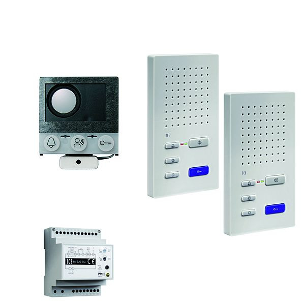 TCS audio:pack installation för 2 bostäder, med inbyggd högtalare ASI12000 + 3x handsfree högtalare ISW3030 + kontrollenhet BVS20, PAIF020/004