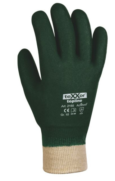 teXXor PVC-handskar "GRÖN, MED STICKAD KRAGE", PU: 120 par, 2155