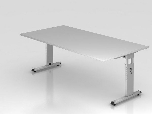 Hammerbacher skrivbord C-fot 200x100cm grå/silver, arbetshöjd 65-85 cm, VOS2E/5/S