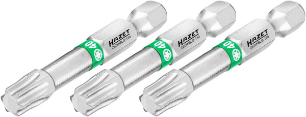 Hazet-bits, massiv sexkant 6,3 (1/4 tum), insida TORX®-profil, T40, antal verktyg: 3, lång version, skiftnyckelstorlek: T40, 2223NSLG-T40/3