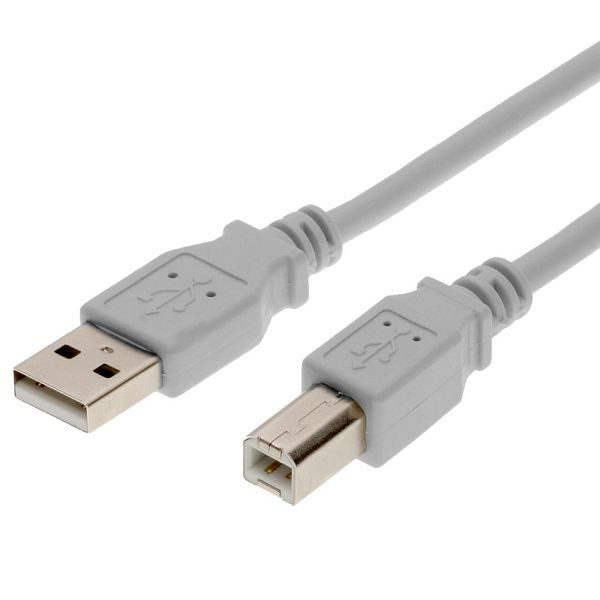 Helos USB 2.0 anslutningskabel serie A till B, 3 m, grå, 11988