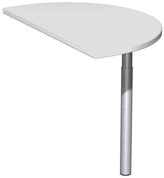 geramöbel påbyggnadsbord halvcirkelformigt med stödfot, inkl länkmaterial, höjdjusterbar, 500x800x680-820, ljusgrå/silver, N-647006-LS