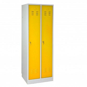 ADB skåp / garderobsskåp vanligt &quot;2-dörrars, mått (HxBxD): 1780x600x500 mm, karossfärg: ljusgrå (RAL 7035), dörrfärg: rapsgul (RAL 1021), 40882