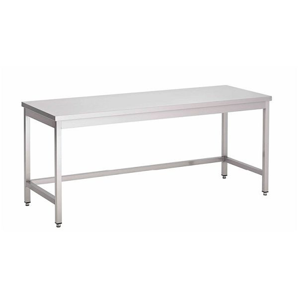 Gastro-Inox rostfritt stål AISI 430 arbetsbord utan bas, 700x600x850mm, förstärkt med 18mm tjock belagd spånskiva, 301.191