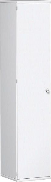geramöbel dörrskåp 4 dekorativa hyllor, låsbart, lås till höger, 400x425x1920, vit/vit, N-10DR504-WW