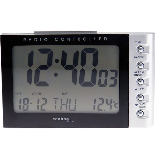 Technoline radiostyrd väckarklocka svart, radiostyrd klocka med manuellt inställningsalternativ, mått: 115 x 73 x 75 mm, WT 188 svart