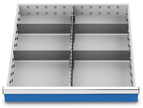 Bedrunka+Hirth lådinsatser T736 R 24-24, för panelhöjd 100/125 mm, 1 x MF 600 mm, 4 x TW 300 mm, 144BLH100