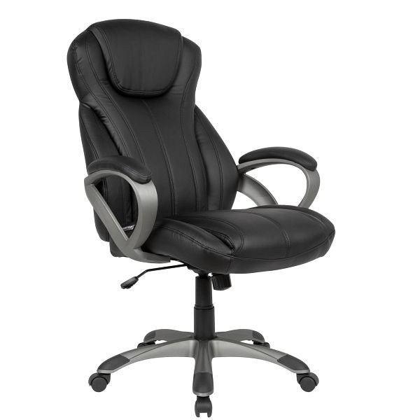 Amstyle skrivbordsstolsöverdrag konstläder svart kontorsstol upp till 120 kg, justerbar i höjdled, kontorsstol med armstöd och högt ryggstöd, SPM1.415