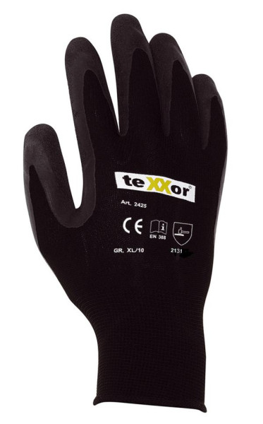 teXXor polyesterstickade handskar "LATEX COATED", storlek: 10, förpackning: 120 par, 2425-10