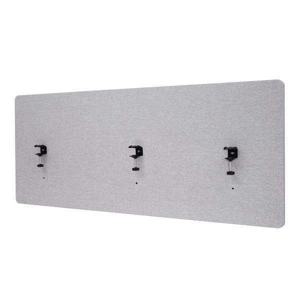 Mendler HWC-G75 akustisk bordsvägg, kontorsskyddsskärm, skrivbordsstift, dubbelväggigt tyg/textil, 60x160cm grå, 71934+73210