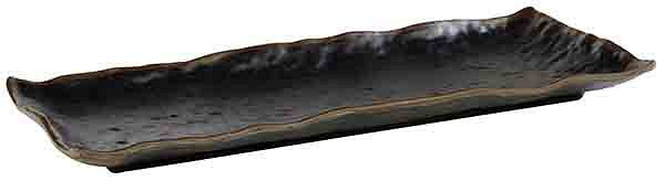 APS bricka -MARONE-, 39 x 16 cm, höjd: 3 cm, melamin, svart, med brun kant, 84118