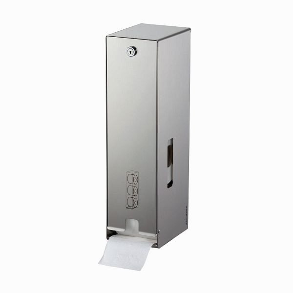 Air Wolf toalettpappersdispenser, Omicron II-serien, H x B x D: 423 x 116 x 148 mm, borstat rostfritt stål, 35-716