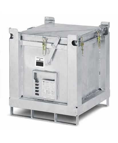 DENIOS ASP-behållare för insamling och transport, volym 240 liter, varmförzinkad, 117-962