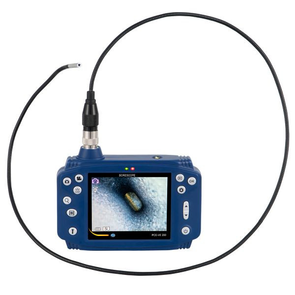 PCE Instruments industriendoskop, kamerahuvud Ø 4,5 mm, 6 lysdioder, 3,5" LC-display, kabellängd 1 000 mm, PCE-VE 200