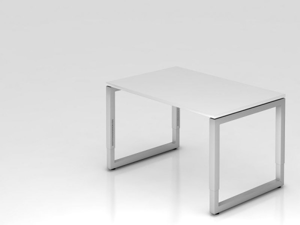 Hammerbacher skrivbord O-fot kvadratisk 120x80cm vit, rektangulär form med flytande bordsskiva, VRS12/W/S