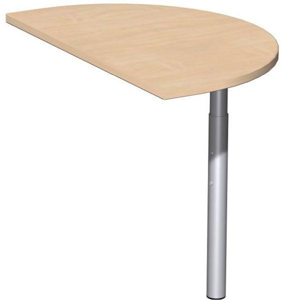 geramöbel påbyggnadsbord halvcirkelformat med stödfot, inkl länkmaterial, höjdjusterbar, 500x800x680-820, bok/silver, N-647006-BS