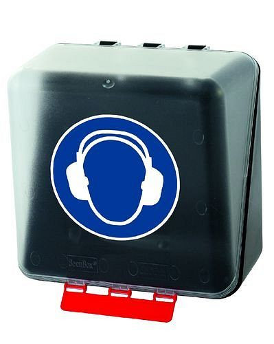 DENIOS midibox för förvaring av hörselskydd, transparent, 116-485