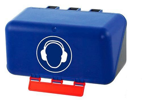 DENIOS minibox för förvaring av hörselskydd, blå, 119-581