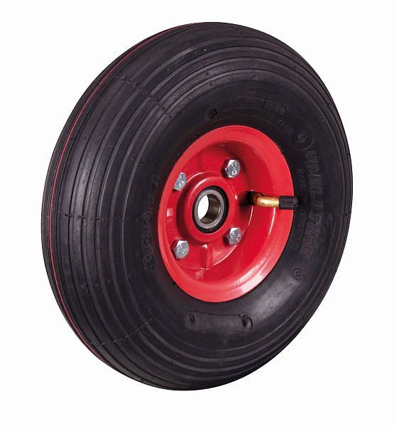 VARIOfit lufthjul med spårprofil, 260 x 85 mm, svart, på stålfälg, eldröd, lug-260.008