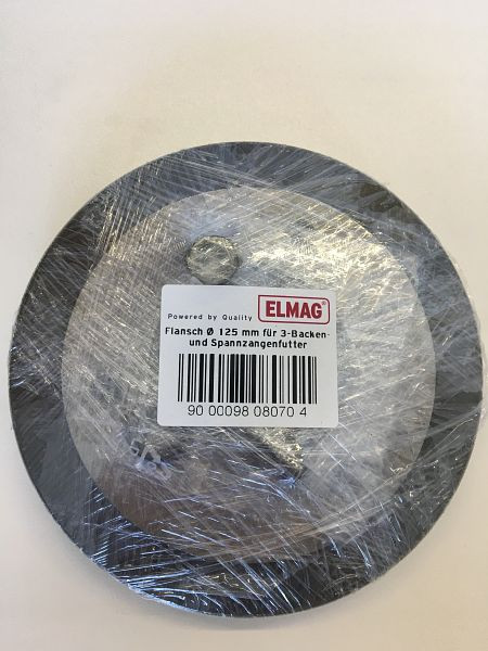 ELMAG fläns Ø 125 mm för 3-käfts- och spännhylsor, för Superturn 550/125 och 700/140, 9808070