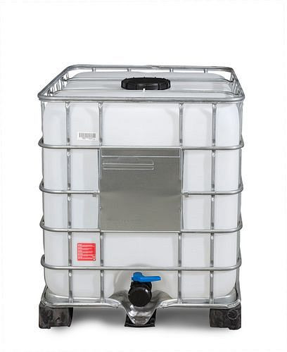 DENIOS Recobulk IBC-container, PE-pall, 1000 l, öppning NW225, utlopp NW80, 266-181
