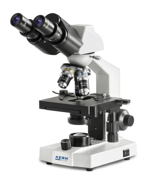 KERN Optics transmitted light microscope (skola) binokulär achromat 4/10/40; WF10x18; 0,5W LED, laddning, mekaniskt steg, OBS 106