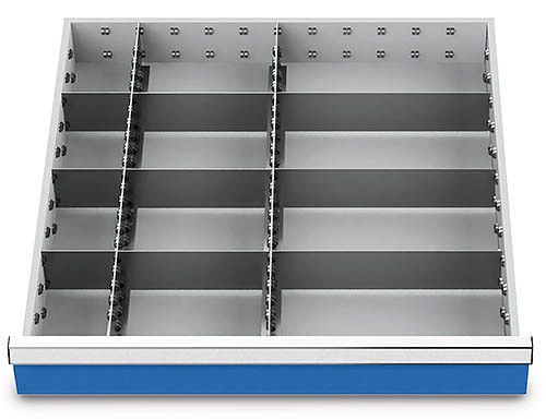 Bedrunka+Hirth lådinsatser T736 R 24-24, för panelhöjd 100/125 mm, 2 x MF 600 mm, 3 x TW 100 mm, 3 x TW 200 mm, 3 x TW 300 mm, 147BLH100