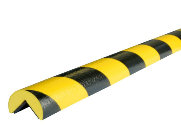 Knuffi hörnskydd, varnings- och skyddsprofil typ A, gul/svart, 5 meter, PA-10020