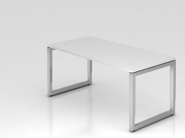 Hammerbacher skrivbord O-fot kvadratisk 160x80cm vit, rektangulär form med flytande bordsskiva, VRS16/W/S