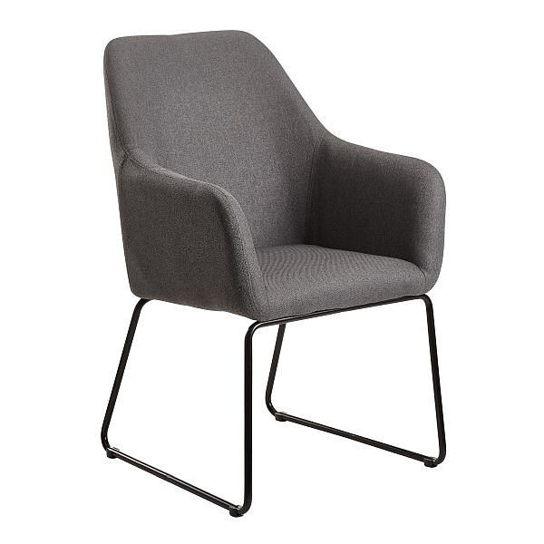 Wohnling matsalsstol mörkgrått tyg/metall med svarta ben, klädd, WL6.219