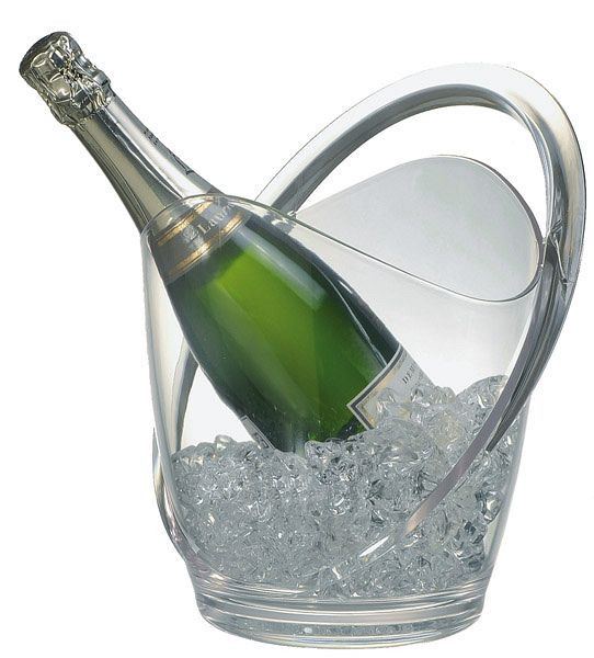 APS vin/champagnekylare, 23 x 22 cm, höjd: 27,5 cm, MS, kristallklar, 3 liter, lämplig för en flaska, med bärhandtag, 36055