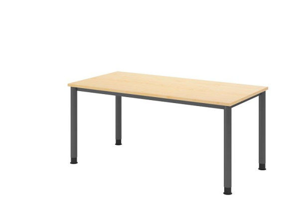 Hammerbacher skrivbord HS16, 160 x 80 cm, ovansida: lönn, 25 mm tjock, 4-fots ram i grafit, arbetshöjd 68,5-81 cm, VHS16/3/G